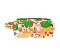 Borsa per il trucco per le donne,Borsa per cosmetici piccola,Borse per il trucco da viaggio,Fattoria di mucche dei cartoni animati Borsa da stampa
