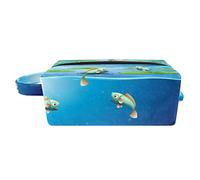 Borsa per il trucco per le donne,Borsa per cosmetici piccola,Borse per il trucco da viaggio,foglia di loto pesce cartone animato Borsa da stampa