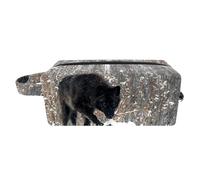 Borsa per il trucco per le donne,Borsa per cosmetici piccola,Borse per il trucco da viaggio,Foresta invernale del lupo Borsa da stampa