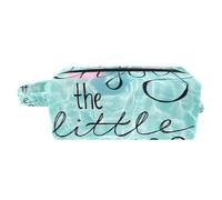 Borsa per il trucco per le donne,Borsa per cosmetici piccola,Borse per il trucco da viaggio,goditi le piccole cose Borsa da stampa