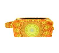 Borsa per il trucco per le donne,Borsa per cosmetici piccola,Borse per il trucco da viaggio,mandala modello giallo astratto Borsa da stampa
