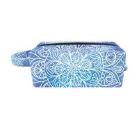 Borsa per il trucco per le donne,Borsa per cosmetici piccola,Borse per il trucco da viaggio,mandala acquerello blu Borsa da stampa