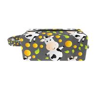 Borsa per il trucco per le donne,Borsa per cosmetici piccola,Borse per il trucco da viaggio,mucche dei cartoni animati Borsa da stampa