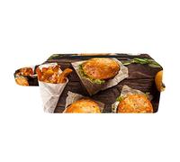 Borsa per il trucco per le donne,Borsa per cosmetici piccola,Borse per il trucco da viaggio,patatine fritte di hamburger di cibo Borsa da stampa
