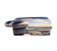Borsa per il trucco per le donne,Borsa per cosmetici piccola,Borse per il trucco da viaggio,pietre da spiaggia al mare Borsa da stampa