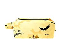 Borsa per il trucco per le donne,Borsa per cosmetici piccola,Borse per il trucco da viaggio,pipistrello della luna della zucca di halloween Borsa da stampa