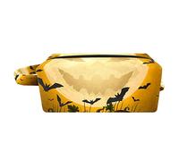 Borsa per il trucco per le donne,Borsa per cosmetici piccola,Borse per il trucco da viaggio,pipistrello della luna zucca di halloween Borsa da stampa