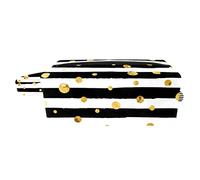 Borsa per il trucco per le donne,Borsa per cosmetici piccola,Borse per il trucco da viaggio,strisce dorate a pois Borsa da stampa