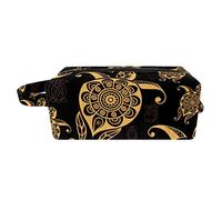 Borsa per il trucco per le donne,Borsa per cosmetici piccola,Borse per il trucco da viaggio,tartaruga marina astratta dorata Borsa da stampa