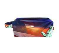 Borsa per il trucco per le donne,Borsa per cosmetici piccola,Borse per il trucco da viaggio,tramonto 4 luglio nel giorno della dipendenza Borsa da stampa