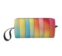Borsa per il trucco per le donne Interior Palace Architettura Vintage di grande capacità Borse cosmetiche Borsa da toilette portatile Borsa da viaggio, Strisce arcobaleno., Taglia unica