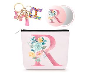 Borsa per il trucco personalizzata con iniziale per donna, Pochette R