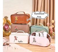 Borsa per il trucco personalizzata in PU impermeabile, organizer da viaggio personalizzato per damigelle d'onore con grande capacità, per il ritorno a scuola, per adolescenti, kawaii, Y2K, minimalista