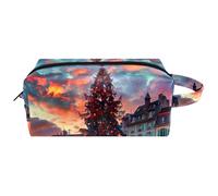 Borsa per il trucco piccola,borsa da viaggio per il trucco,Albero di Natale Architettura Francia,borsa per l'organizzatore del trucco