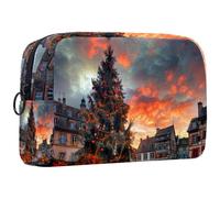 Borsa per il trucco piccola,borsa da viaggio per il trucco,Albero di Natale Architettura Francia,borsa per l'organizzatore del trucco