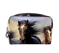 Borsa per il trucco piccola,borsa da viaggio per il trucco,Animale della prateria del cavallo in esecuzione,borsa per l'organizzatore del trucco