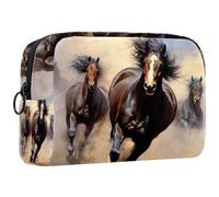 Borsa per il trucco piccola,borsa da viaggio per il trucco,Animale della prateria del cavallo in esecuzione,borsa per l'organizzatore del trucco