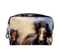 Borsa per il trucco piccola,borsa da viaggio per il trucco,Animale della prateria del cavallo in esecuzione,borsa per l'organizzatore del trucco