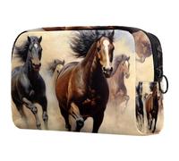 Borsa per il trucco piccola,borsa da viaggio per il trucco,Animale della prateria del cavallo in esecuzione,borsa per l'organizzatore del trucco