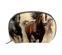 Borsa per il trucco piccola,borsa da viaggio per il trucco,Animale della prateria del cavallo in esecuzione,borsa per l'organizzatore del trucco
