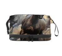 Borsa per il trucco piccola,borsa da viaggio per il trucco,Animale della prateria del cavallo in esecuzione,borsa per l'organizzatore del trucco