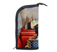 Borsa per il trucco piccola,borsa da viaggio per il trucco,bandiera americana del camion rosso dell'azienda agricola,borsa per l'organizzatore del trucco