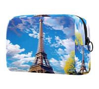 Borsa per il trucco piccola,borsa da viaggio per il trucco,cielo degli alberi della torre eiffel,borsa per l'organizzatore del trucco