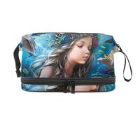 Borsa per il trucco piccola,borsa da viaggio per il trucco,corallo sottomarino sirena delfino,borsa per l'organizzatore del trucco