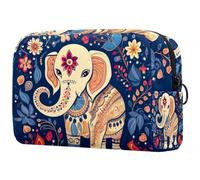 Borsa per il trucco piccola,borsa da viaggio per il trucco,elefante floreale simpatico cartone animato,borsa per l'organizzatore del trucco