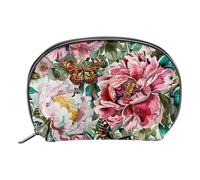 Borsa per il trucco piccola,borsa da viaggio per il trucco,farfalla di peonia fiore dell'acquerello,borsa per l'organizzatore del trucco