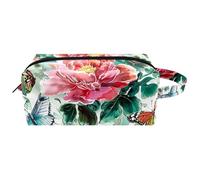 Borsa per il trucco piccola,borsa da viaggio per il trucco,farfalla di peonia fiore dell'acquerello,borsa per l'organizzatore del trucco