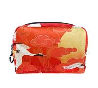 Borsa per il trucco piccola,borsa da viaggio per il trucco,fiore di peonia gru bianca,borsa per l'organizzatore del trucco