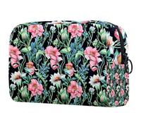 Borsa per il trucco piccola,borsa da viaggio per il trucco,Fiore selvaggio dell'annata floreale,borsa per l'organizzatore del trucco