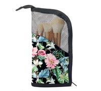 Borsa per il trucco piccola,borsa da viaggio per il trucco,Fiore selvaggio dell'annata floreale,borsa per l'organizzatore del trucco