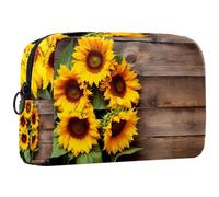 Borsa per il trucco piccola,borsa da viaggio per il trucco,fiori su fondo di legno vecchio,borsa per l'organizzatore del trucco