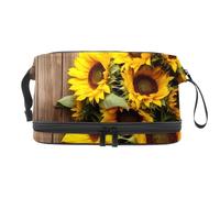 Borsa per il trucco piccola,borsa da viaggio per il trucco,fiori su fondo di legno vecchio,borsa per l'organizzatore del trucco