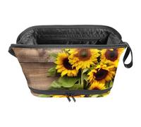 Borsa per il trucco piccola,borsa da viaggio per il trucco,fiori su fondo di legno vecchio,borsa per l'organizzatore del trucco