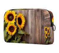 Borsa per il trucco piccola,borsa da viaggio per il trucco,fiori su fondo di legno vecchio,borsa per l'organizzatore del trucco