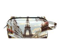 Borsa per il trucco piccola,borsa da viaggio per il trucco,Giornale vintage della Torre Eiffel,borsa per l'organizzatore del trucco