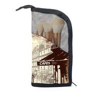 Borsa per il trucco piccola,borsa da viaggio per il trucco,Giornale vintage della Torre Eiffel,borsa per l'organizzatore del trucco