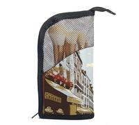 Borsa per il trucco piccola,borsa da viaggio per il trucco,Giornale vintage della Torre Eiffel,borsa per l'organizzatore del trucco