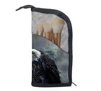 Borsa per il trucco piccola,borsa da viaggio per il trucco,Giorno nuvoloso della bandiera americana dell'aquila,borsa per l'organizzatore del trucco