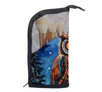 Borsa per il trucco piccola,borsa da viaggio per il trucco,gufo volante notturno della foresta,borsa per l'organizzatore del trucco