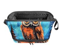 Borsa per il trucco piccola,borsa da viaggio per il trucco,gufo volante notturno della foresta,borsa per l'organizzatore del trucco