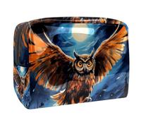 Borsa per il trucco piccola,borsa da viaggio per il trucco,gufo volante notturno della foresta,borsa per l'organizzatore del trucco