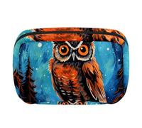 Borsa per il trucco piccola,borsa da viaggio per il trucco,gufo volante notturno della foresta,borsa per l'organizzatore del trucco