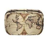 Borsa per il trucco piccola,borsa da viaggio per il trucco,mappa del mondo della strada della bussola,borsa per l'organizzatore del trucco