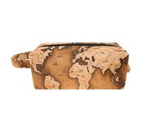 Borsa per il trucco piccola,borsa da viaggio per il trucco,mappa del mondo della terra d'epoca,borsa per l'organizzatore del trucco