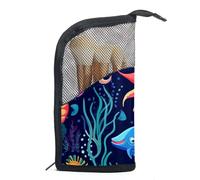 Borsa per il trucco piccola,borsa da viaggio per il trucco,modello subacqueo con oceano balena,borsa per l'organizzatore del trucco