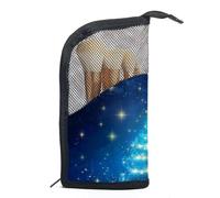 Borsa per il trucco piccola,borsa da viaggio per il trucco,natale albero magico blu,borsa per l'organizzatore del trucco
